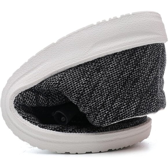 Women's Lightweight Casual Slip On Deck Canvas Loafers Sneakers Black Boot Shoes - Picture 6 of 8